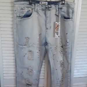 NWT painted rum destroyed jeans size 40x32